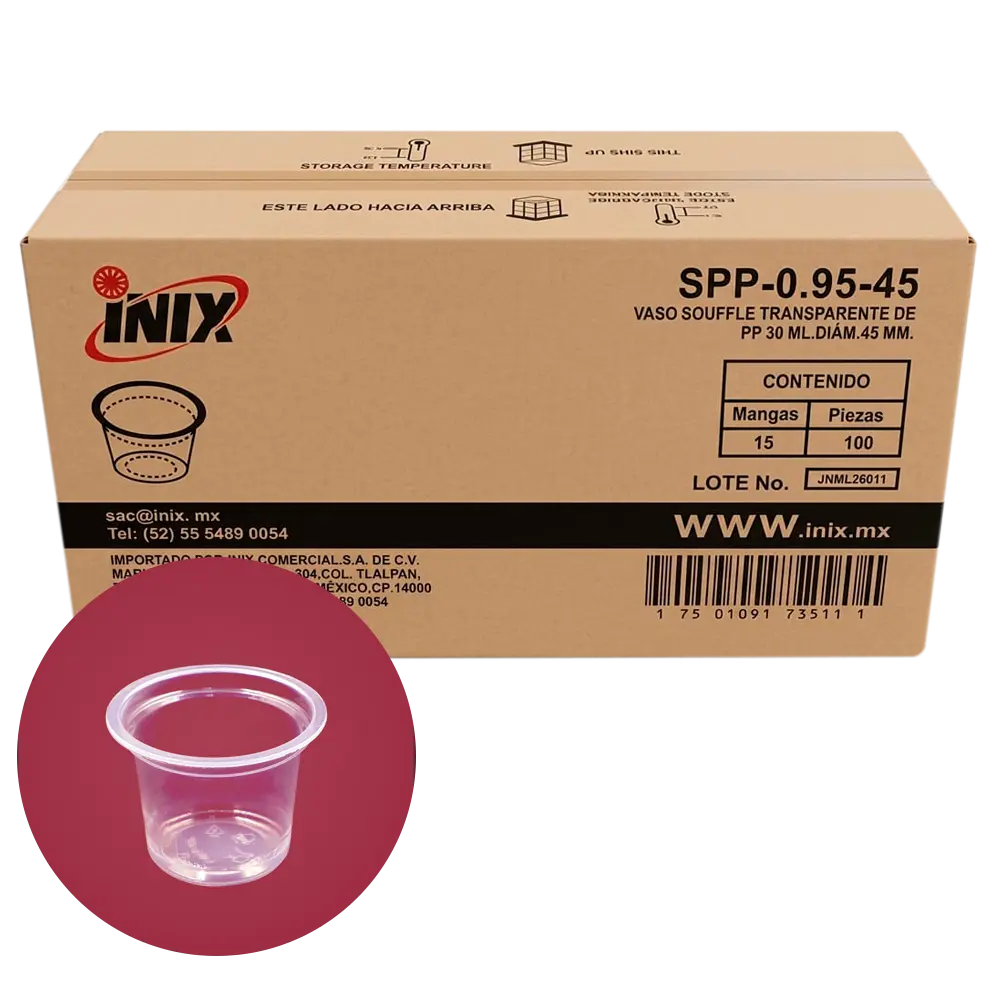 VASO SOUFFLE 1 OZ  CAJA C-15 PAQUETES C-100 INIX SPP-0.95-45
