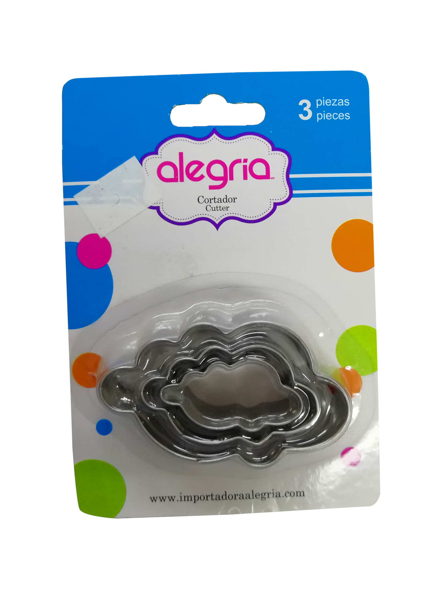 CORTADOR GALLETAS METALICO NUBE 3 PIEZAS ALEGRIA