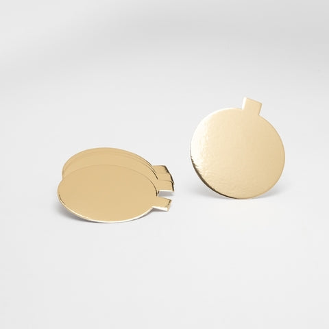 Base Cartón Redonda 10 cm Oro Con Pestaña