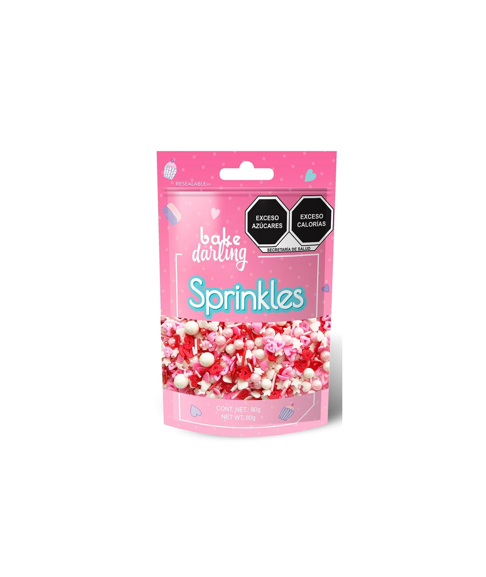 SPRINKLES MIX CORAZONES ROJOS 80 GR BAKE DARLING