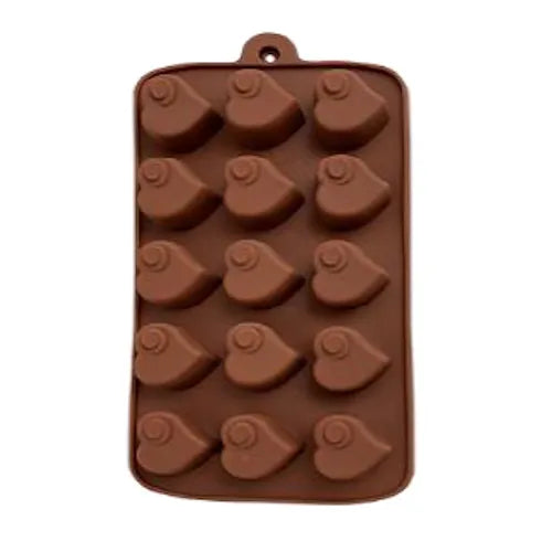 MOLDE SILICÓN CHOCOLATE CORAZÓN 15 CAVIDADES