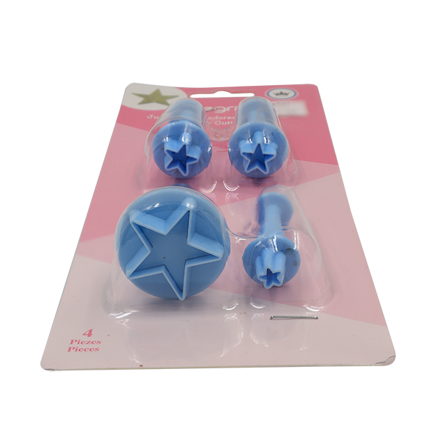 CORTADOR EYECTOR PLASTICO FONDANT ESTRELLA 4 PIEZAS