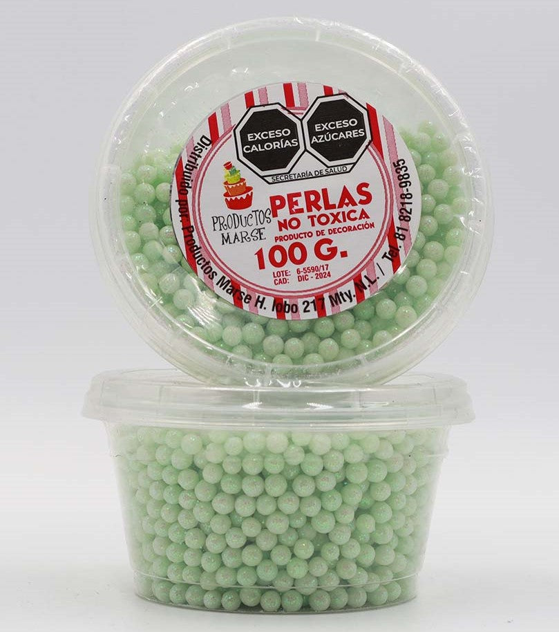 PERLA DIAMANTADA MEDIANA VERDE MENTA 100 GR MARSE PDVMM001