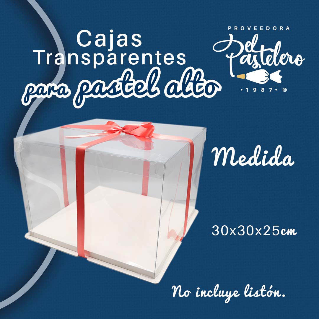 CAJA PARA PASTEL TRANSPARENTE 30 X 30 X 25