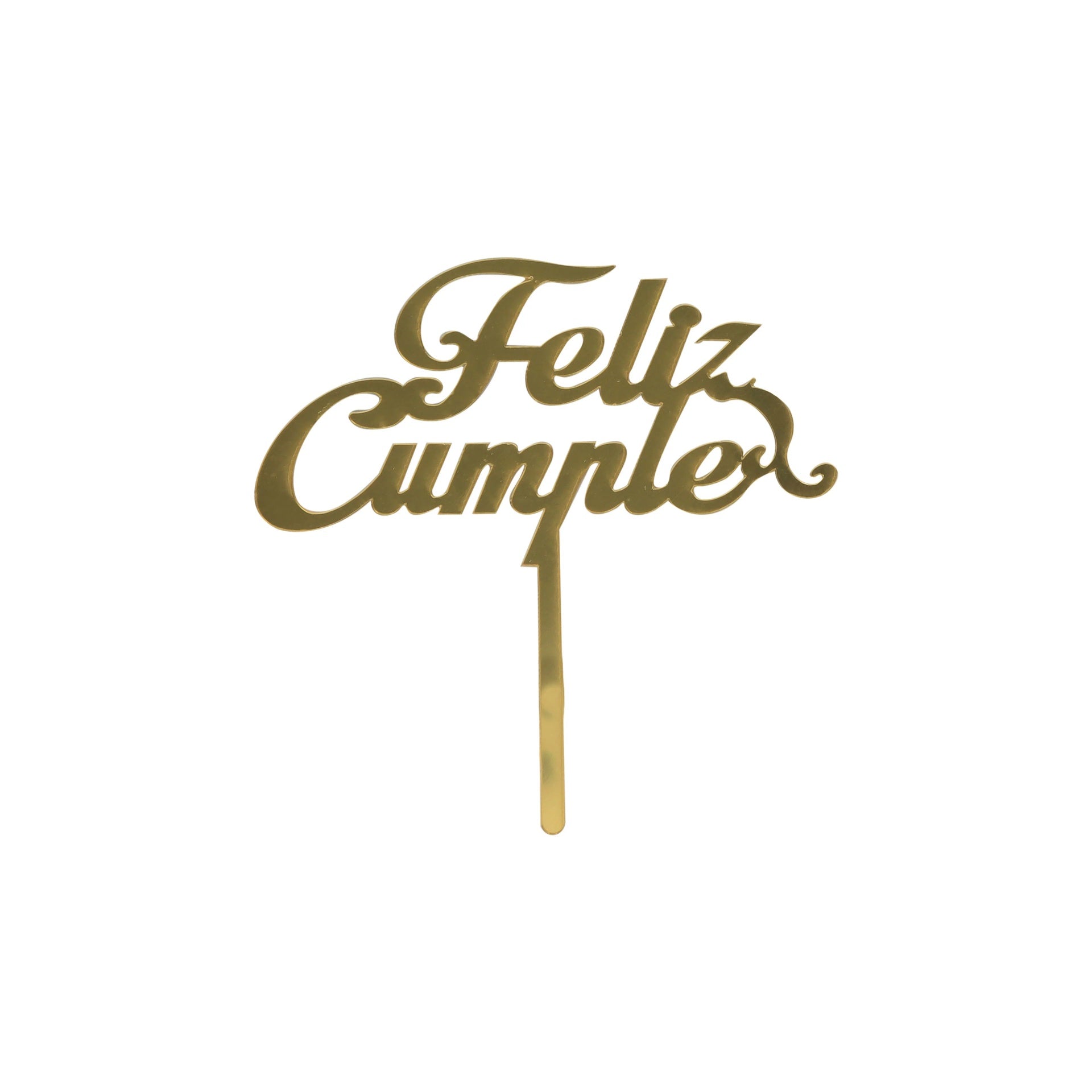 LETRERO PASTEL FELIZ CUMPLE ACRILICO DORADO
