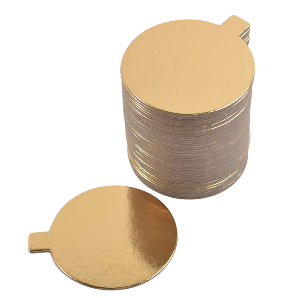 BASE CARTON REDONDA 10CM ORO PESTAÑA PAQUETE 50 PIEZAS