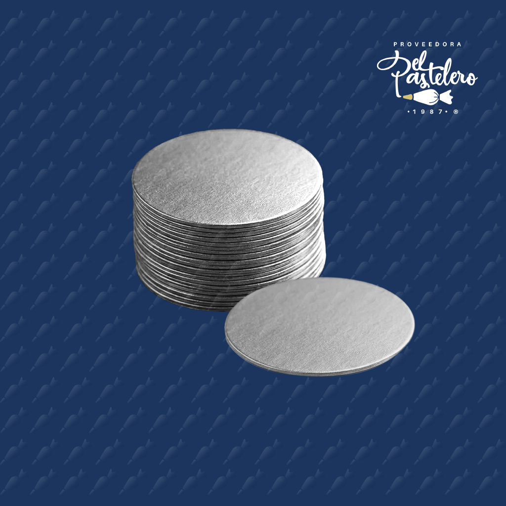 BASE REDONDA MEDIO LISTON PLATA 25 CM PAQUETE 50 PIEZAS