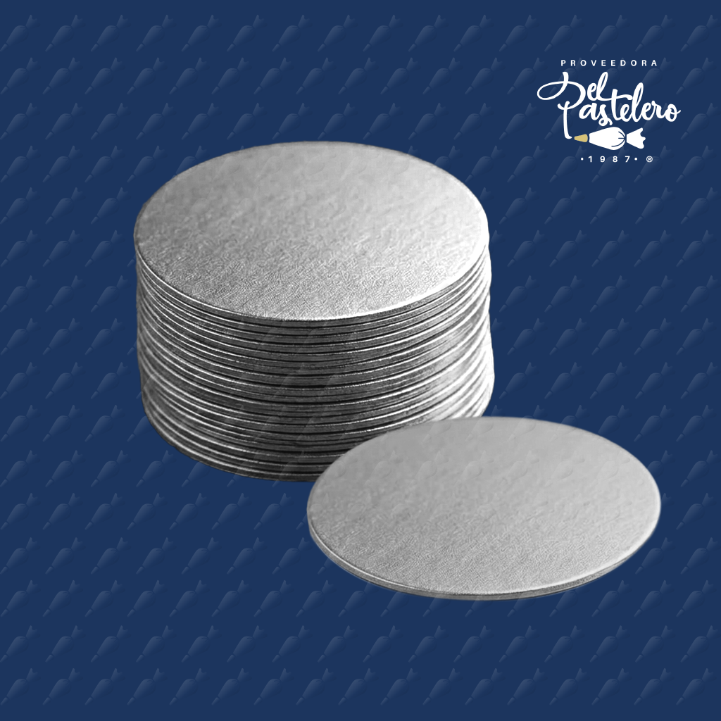 BASE REDONDA MEDIO LISTON PLATA 30 CM PAQUETE 50 PIEZAS