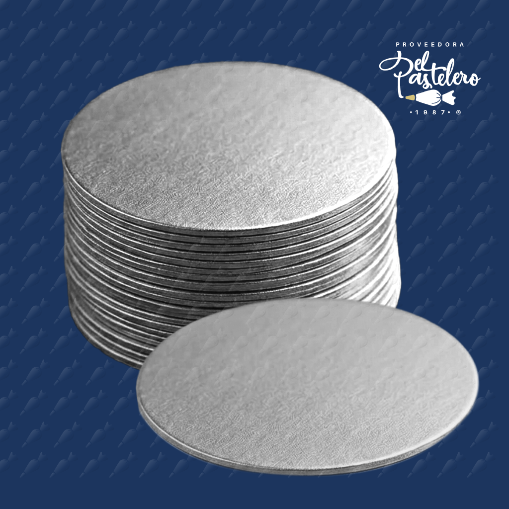 BASE REDONDA MEDIO LISTON PLATA 36 CM PAQUETE 50 PIEZAS