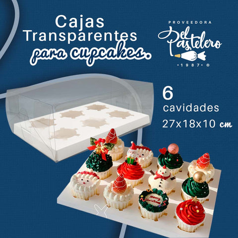 Caja para Cupcake Transparente - 6 Cavidades - Acetato Rigido