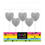 Velas Palillos - Corazones Plata - 5 pzs - Alegria