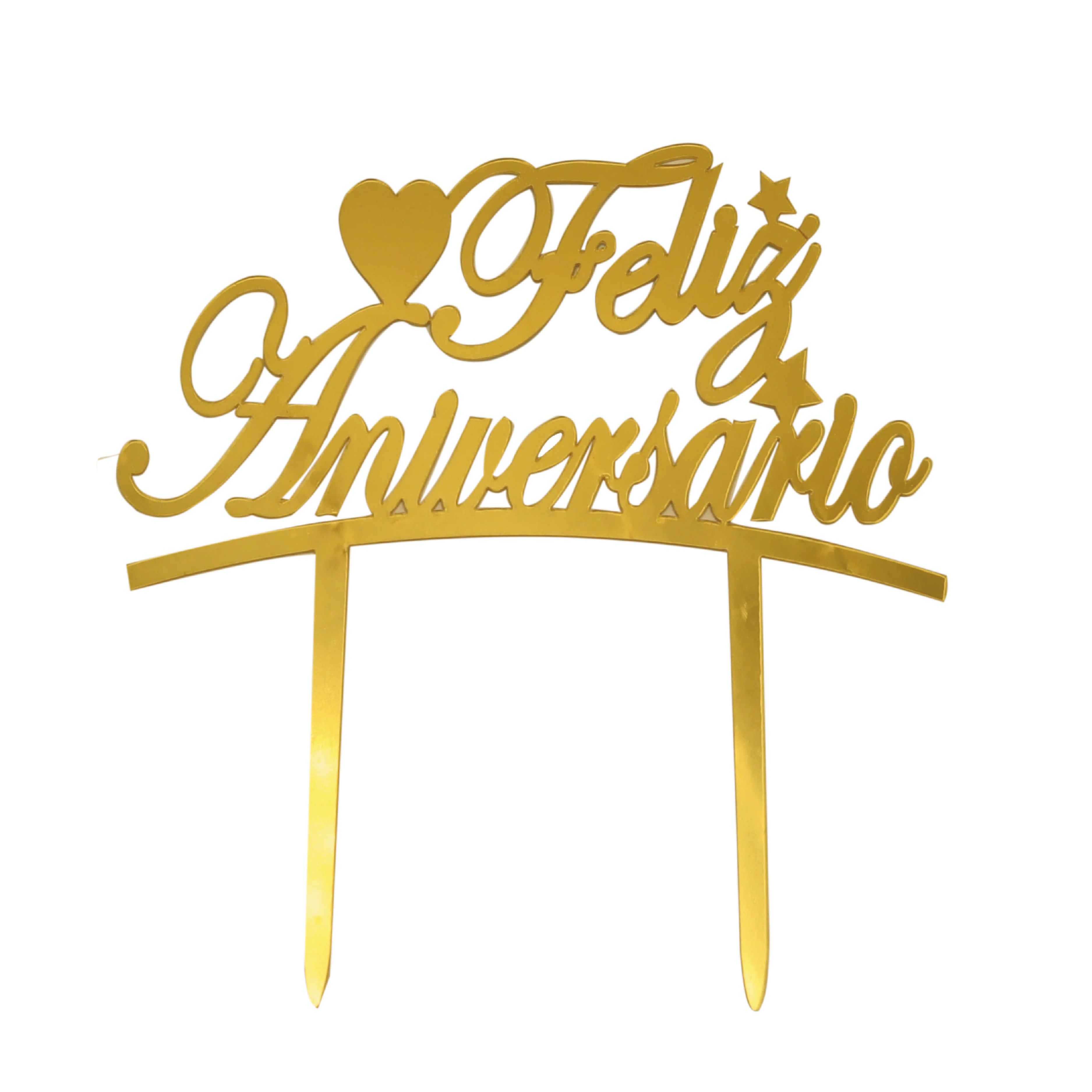 LETRERO FELIZ ANIVERSARIO CORAZÓN ORO ALEGRIA