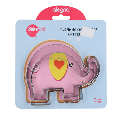 CORTADOR GALLETAS ACERO INOXIDABLE ELEFANTE 10, 8, 6 CM ALEGRIA CTR000600