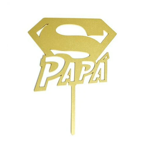 Letrero de Madera - Super Papa - Dorado - Bake Darling