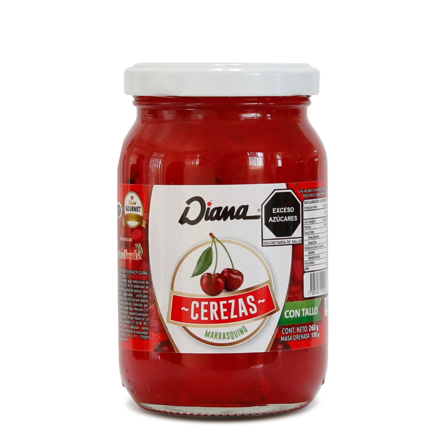 CEREZA ROJA CON TALLO FRASCO 260 GR DIANA