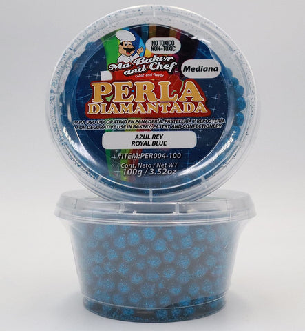 Perla Diamantada Mediana - 100g - Ma Baker and Chef - Azul Rey