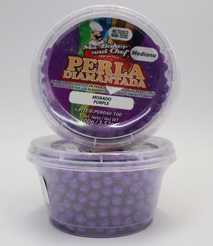 Perla Diamantada Mediana - 100g - Ma Baker and Chef - Morado