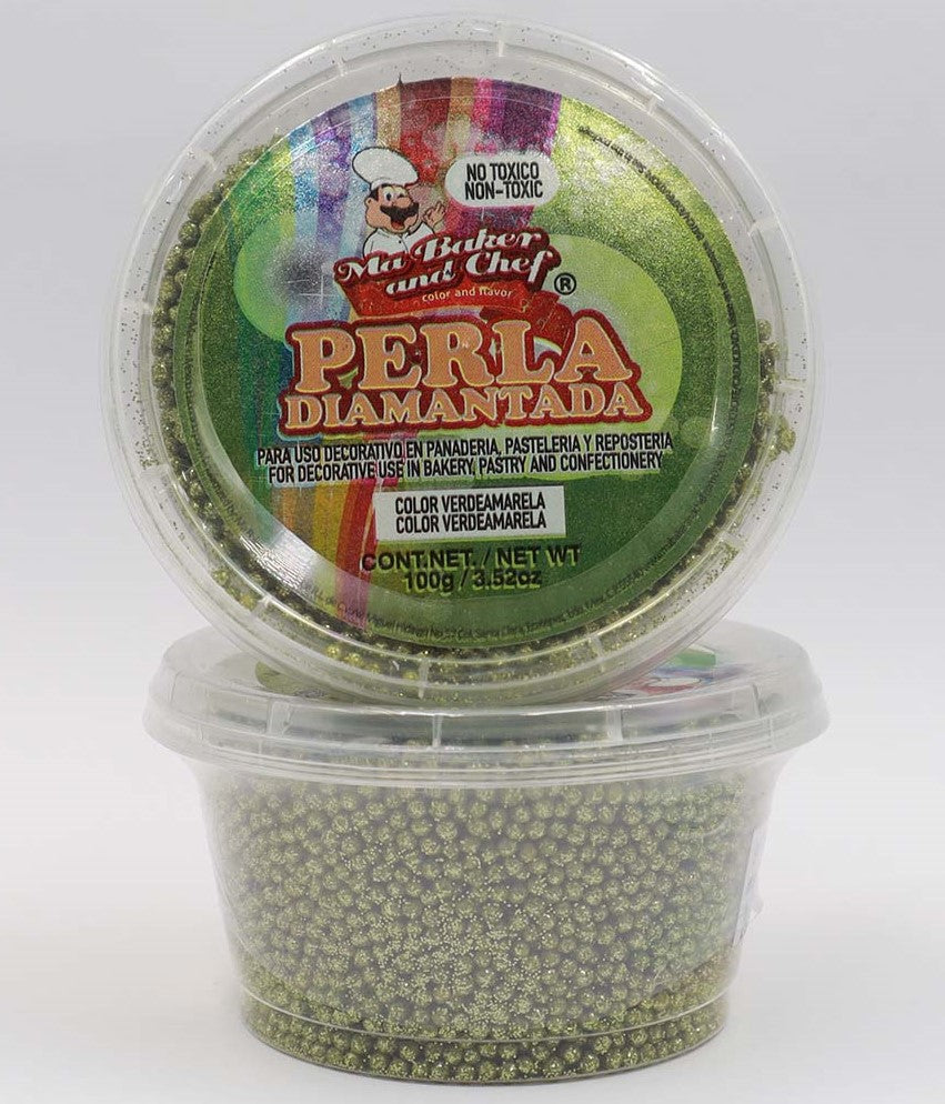 PERLA DIAMANTADA BABY VERDE AMARELA 100 GR MA BAKER